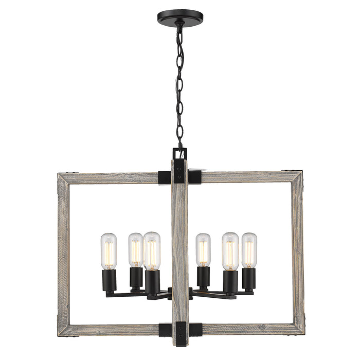 Golden 7808-6 BLK Six Light Chandelier, Matte Black