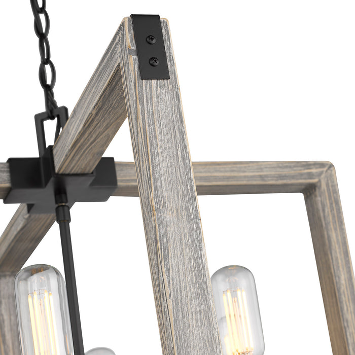 Golden 7808-6 BLK Six Light Chandelier, Matte Black