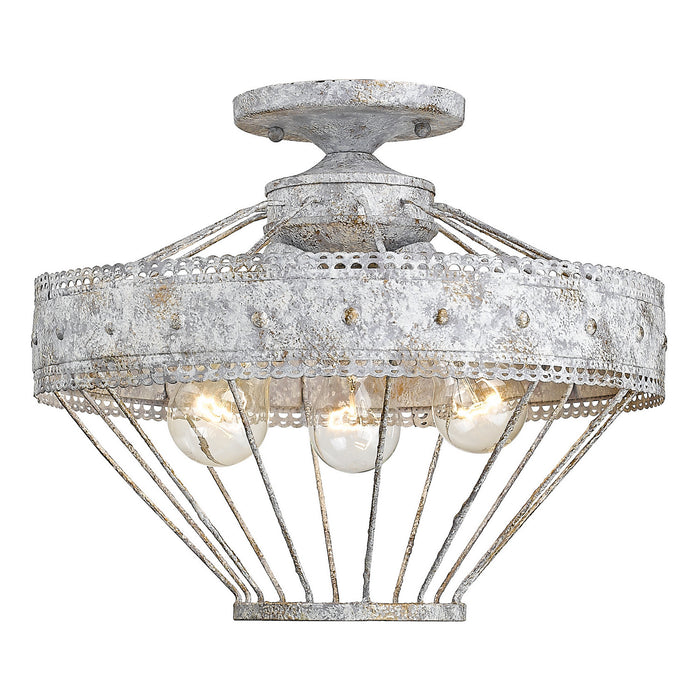 Golden 7856-SF OY Three Light Semi-Flush Mount, Oyster