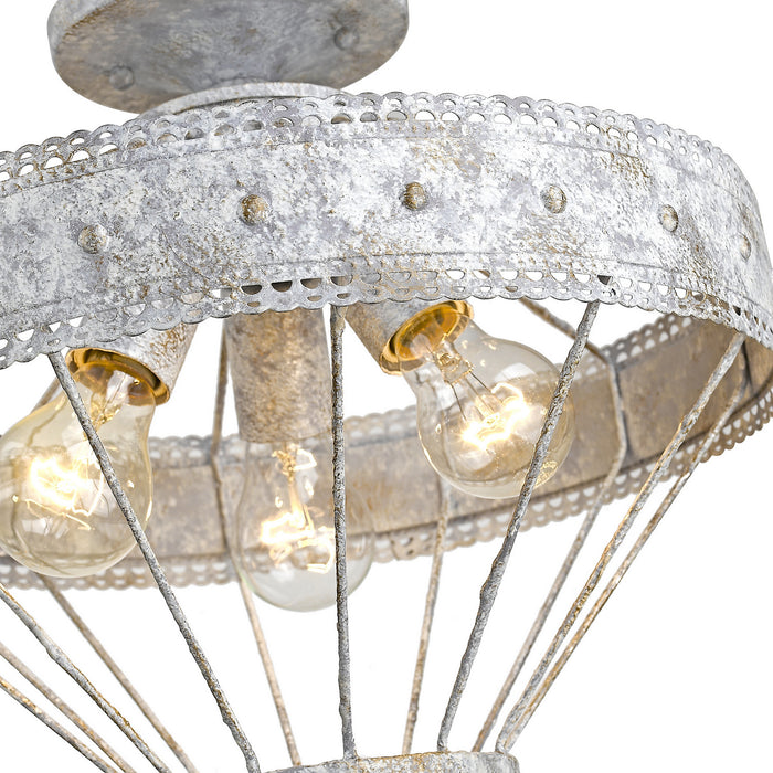 Golden 7856-SF OY Three Light Semi-Flush Mount, Oyster