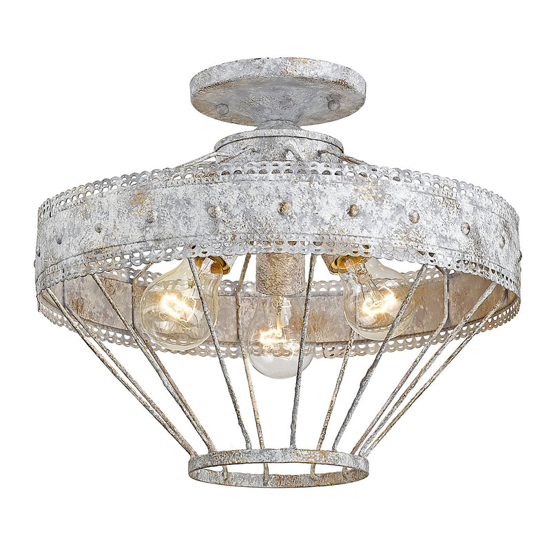 Golden 7856-SF OY Three Light Semi-Flush Mount, Oyster
