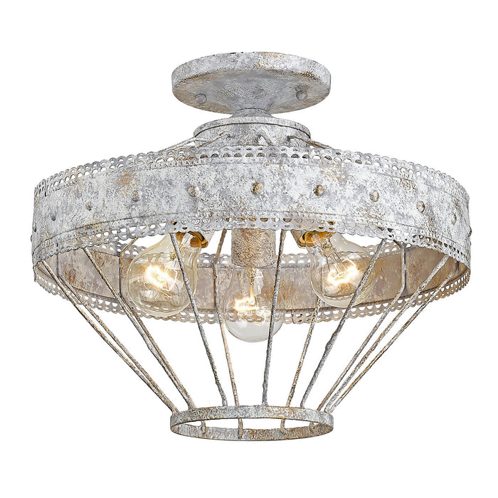 Golden 7856-SF OY Three Light Semi-Flush Mount, Oyster