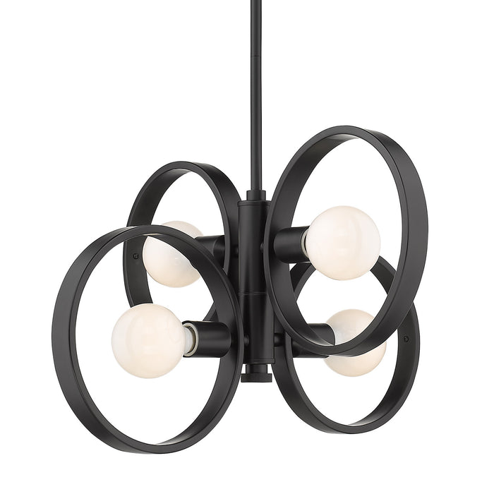 Golden 8330-4 BLK Four Light Chandelier, Matte Black