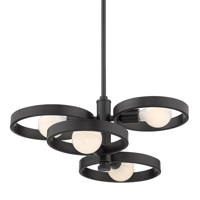 Golden 8330-4 BLK Four Light Chandelier, Matte Black