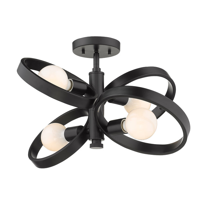 Golden 8330-4 BLK Four Light Chandelier, Matte Black