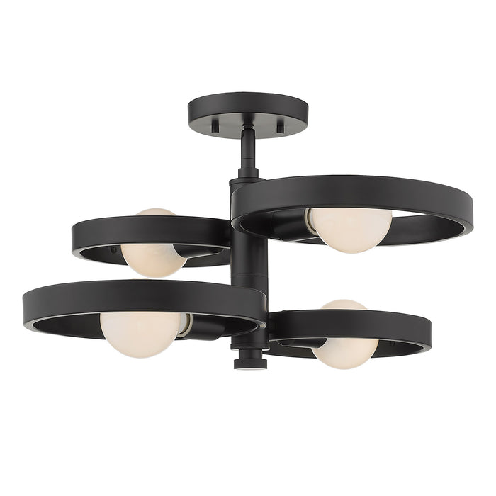 Golden 8330-4 BLK Four Light Chandelier, Matte Black