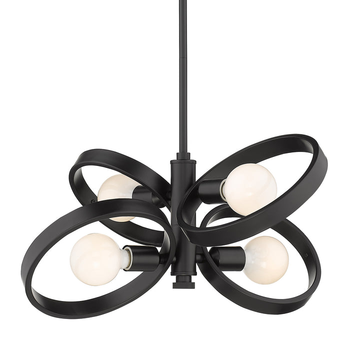 Golden 8330-4 BLK Four Light Chandelier, Matte Black