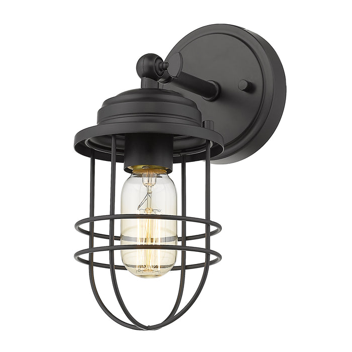 Golden 9808-1W BLK One Light Wall Sconce, Matte Black