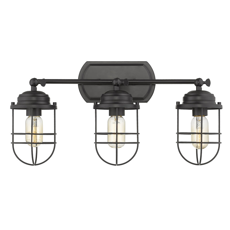 Golden 9808-BA3 BLK Three Light Bath Vanity, Matte Black