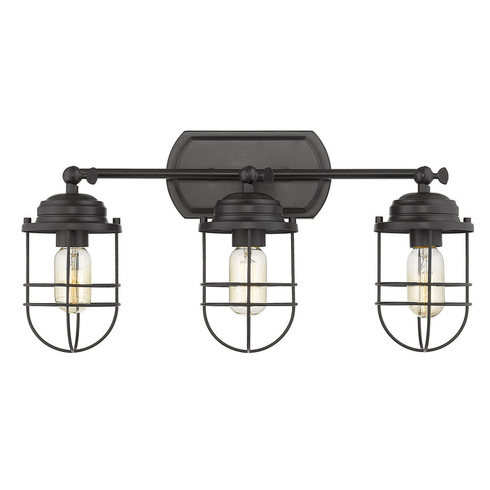 Golden 9808-BA3 BLK Three Light Bath Vanity, Matte Black