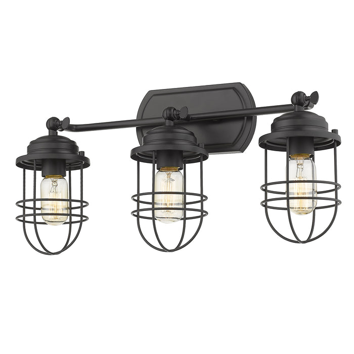Golden 9808-BA3 BLK Three Light Bath Vanity, Matte Black