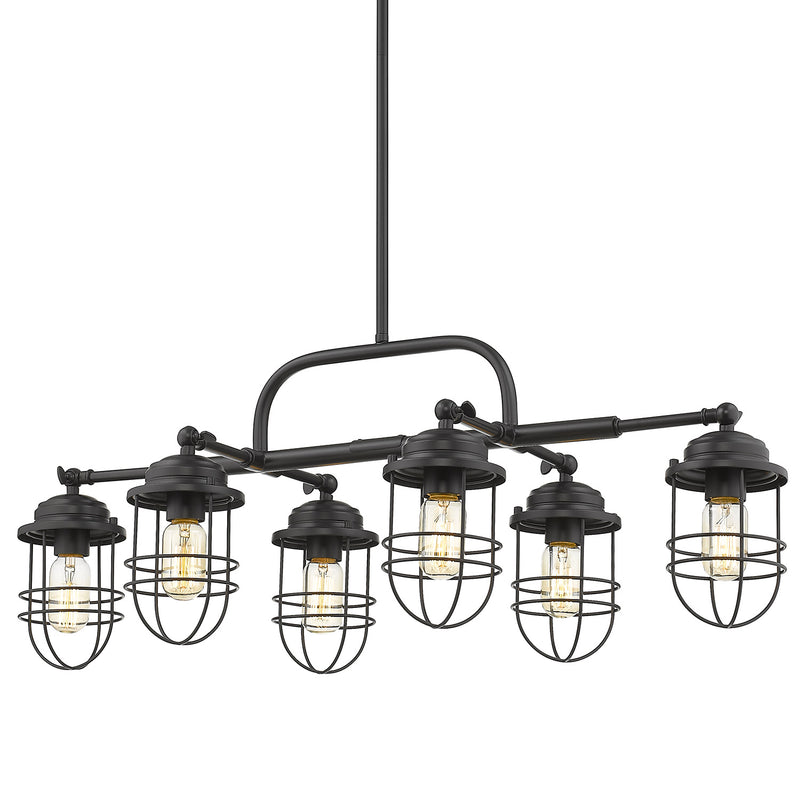 Golden 9808-LP BLK Six Light Linear Pendant, Matte Black