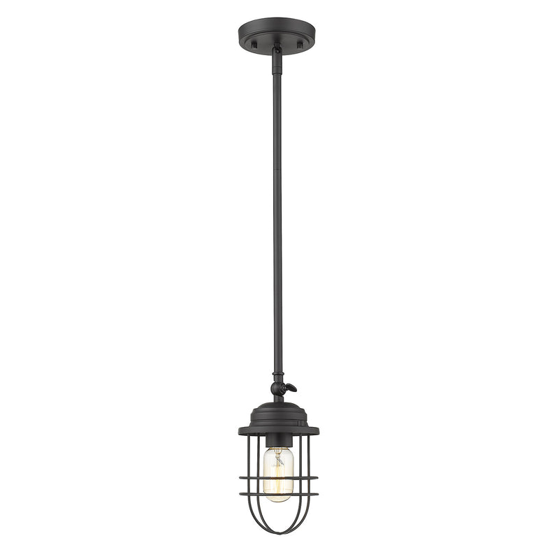 Golden 9808-M1L BLK One Light Mini Pendant, Matte Black