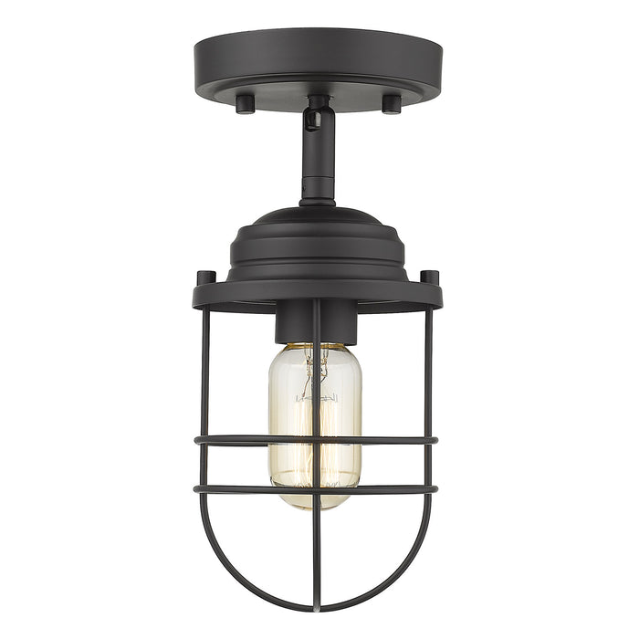 Golden 9808-SF BLK One Light Semi-Flush Mount, Matte Black