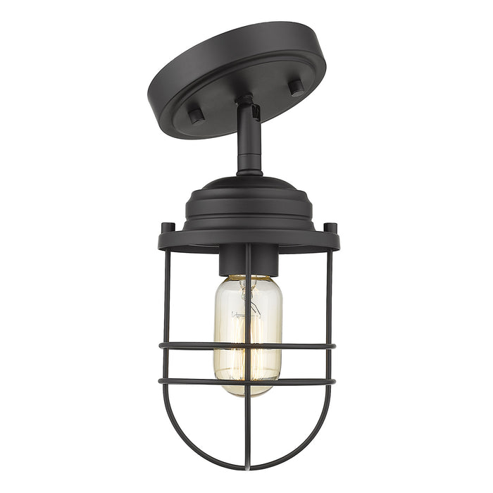 Golden 9808-SF BLK One Light Semi-Flush Mount, Matte Black