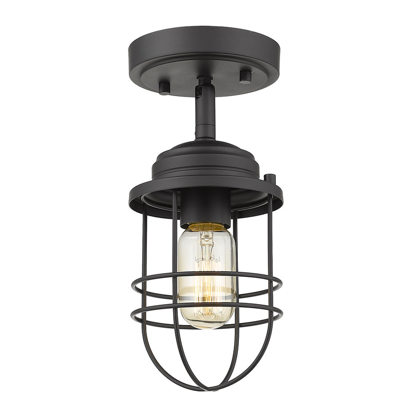 Golden 9808-SF BLK One Light Semi-Flush Mount, Matte Black