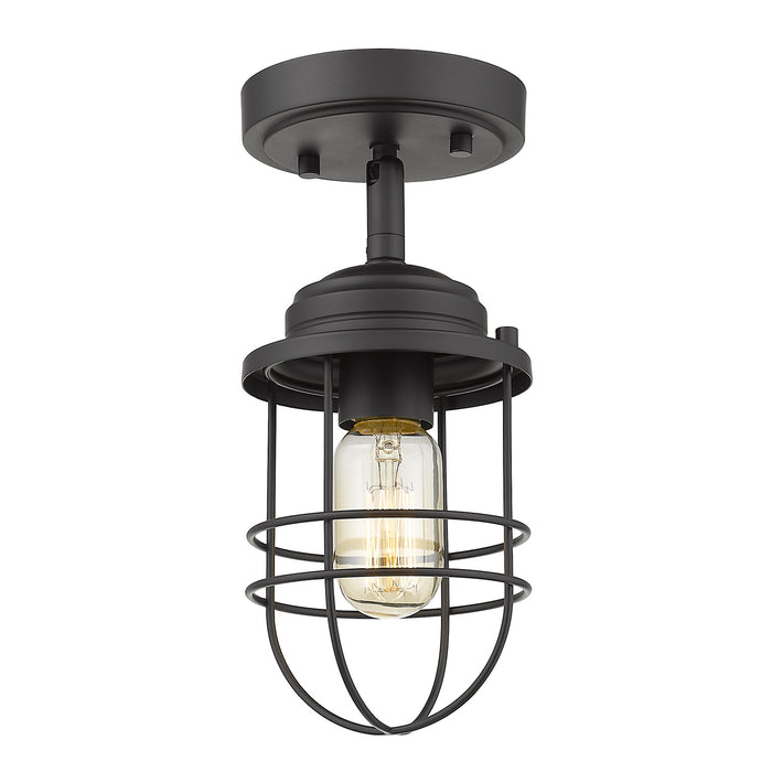 Golden 9808-SF BLK One Light Semi-Flush Mount, Matte Black