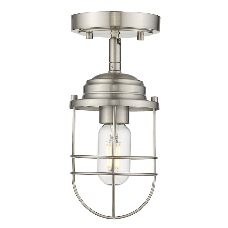 Golden 9808-SF PW One Light Semi-Flush Mount, Pewter