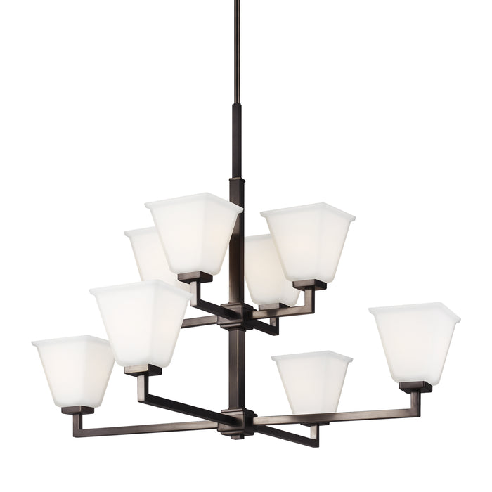 Generation Lighting 3113708-778 Eight Light Chandelier, Brushed Oil Rubbed Bronze