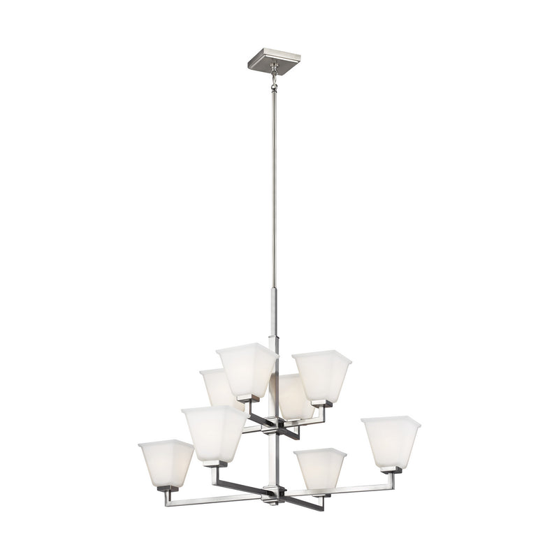 Generation Lighting 3113708-962 Eight Light Chandelier, Brushed Nickel