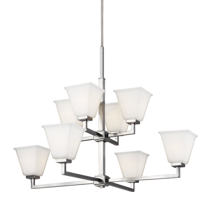 Generation Lighting 3113708EN3-962 Eight Light Chandelier, Brushed Nickel