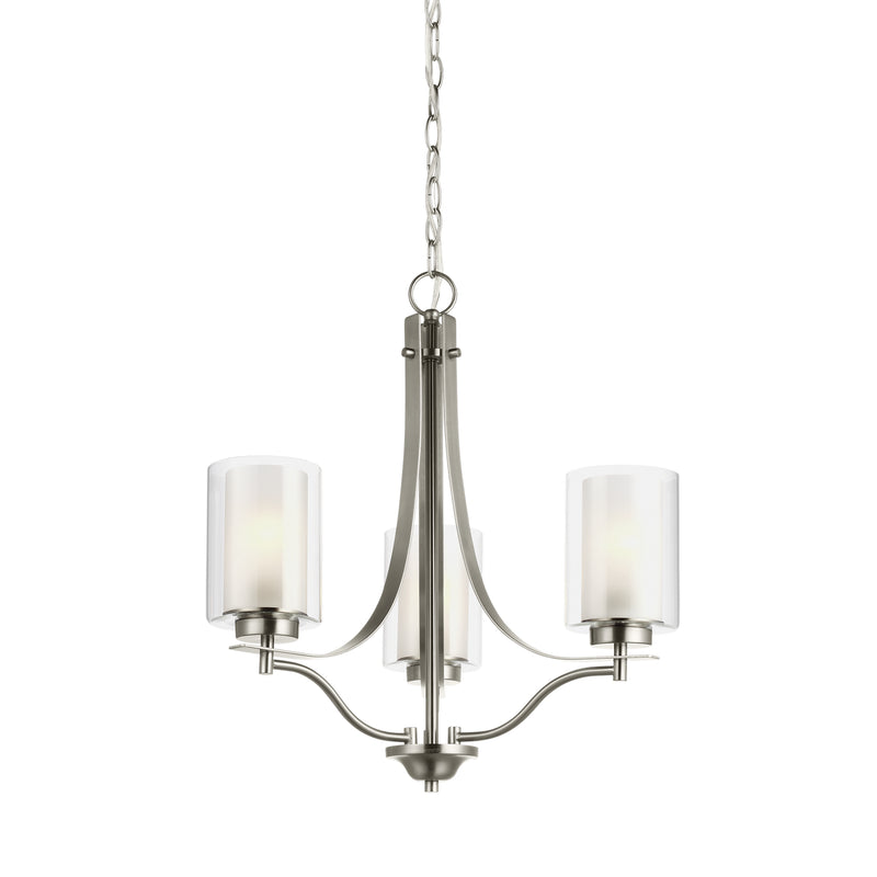 Generation Lighting 3137303-962 Three Light Chandelier, Brushed Nickel