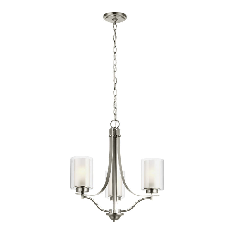 Generation Lighting 3137303-962 Three Light Chandelier, Brushed Nickel