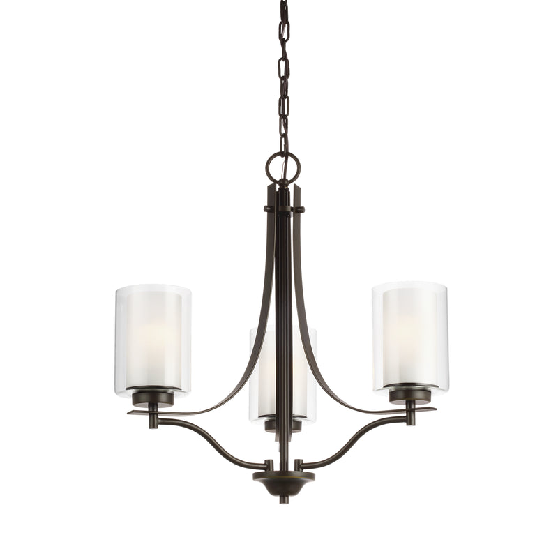 Generation Lighting 3137303EN3-710 Three Light Chandelier, Bronze