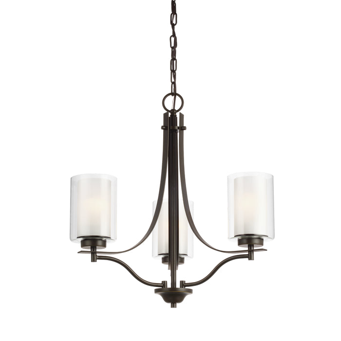 Generation Lighting 3137303EN3-710 Three Light Chandelier, Bronze