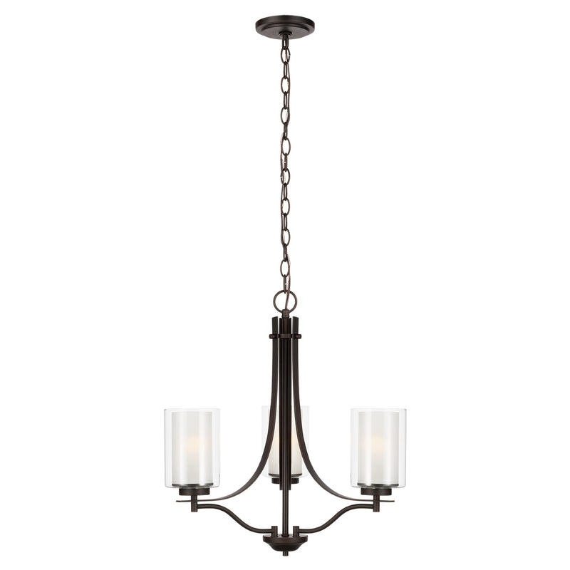 Generation Lighting 3137303EN3-710 Three Light Chandelier, Bronze