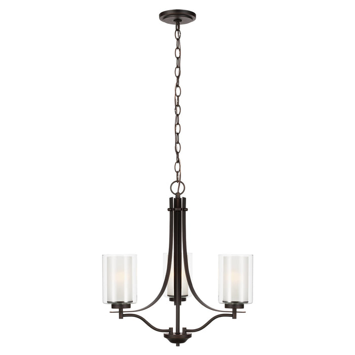 Generation Lighting 3137303EN3-710 Three Light Chandelier, Bronze