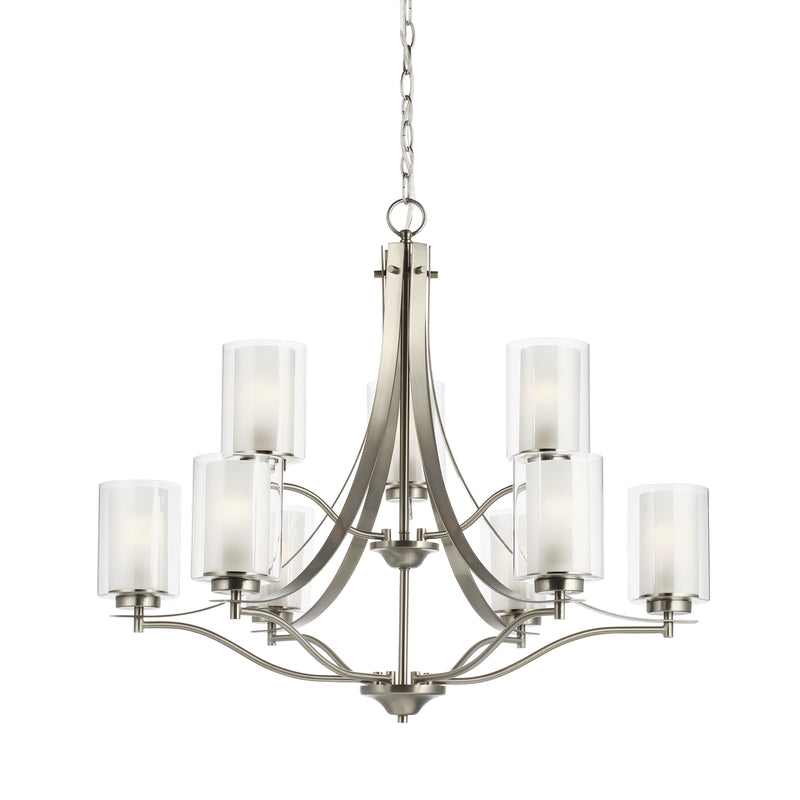 Generation Lighting 3137309-962 Nine Light Chandelier, Brushed Nickel