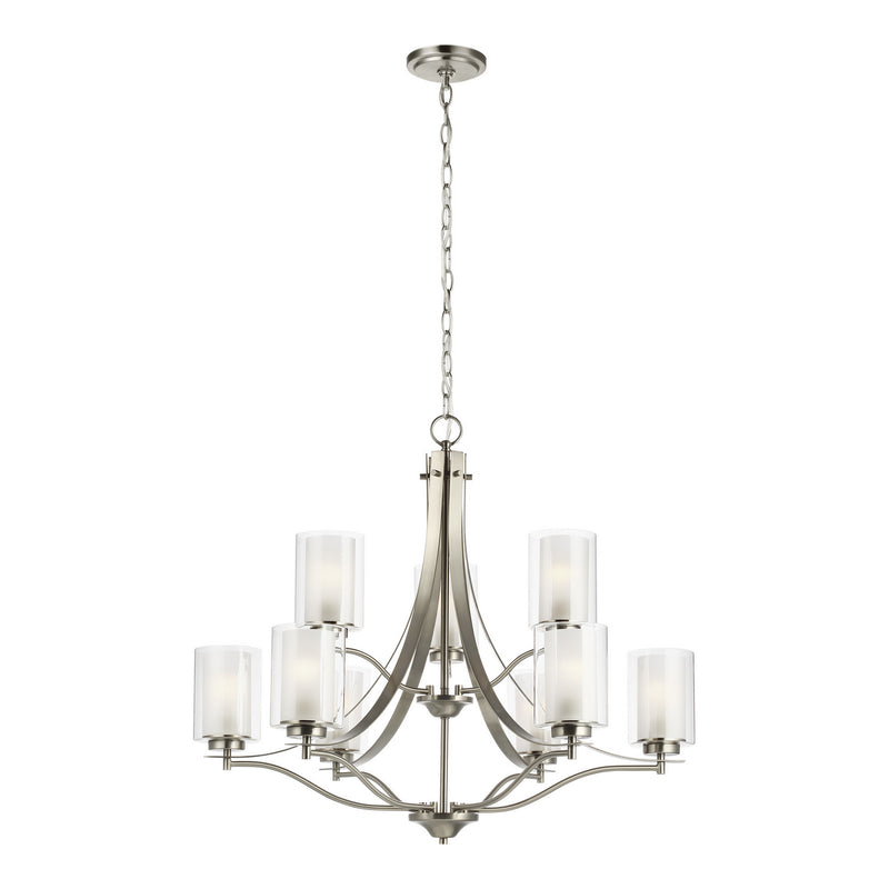 Generation Lighting 3137309-962 Nine Light Chandelier, Brushed Nickel