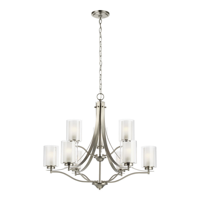 Generation Lighting 3137309EN3-962 Nine Light Chandelier, Brushed Nickel