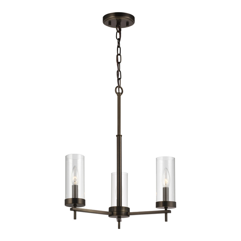 Visual Comfort Studio 3190303-778 Three Light Chandelier, Brushed Oil Rubbed Bronze