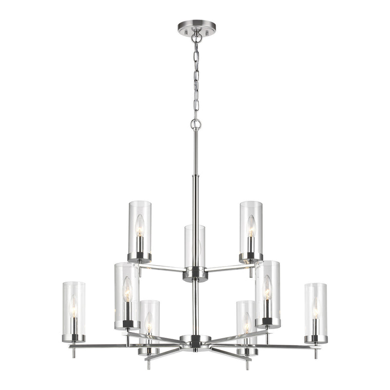 Visual Comfort Studio 3190309-05 Nine Light Chandelier, Chrome