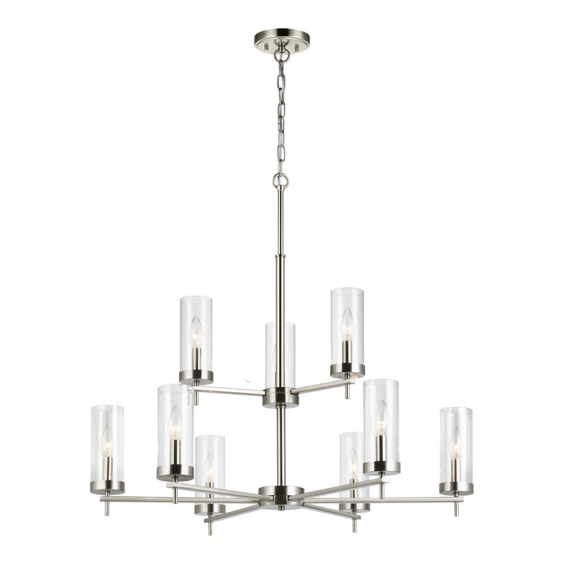 Visual Comfort Studio 3190309-962 Nine Light Chandelier, Brushed Nickel