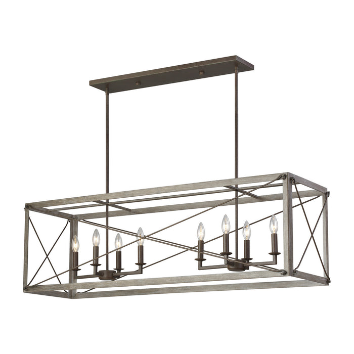 Visual Comfort Studio 6626308-872 Eight Light Island Pendant, Washed Pine