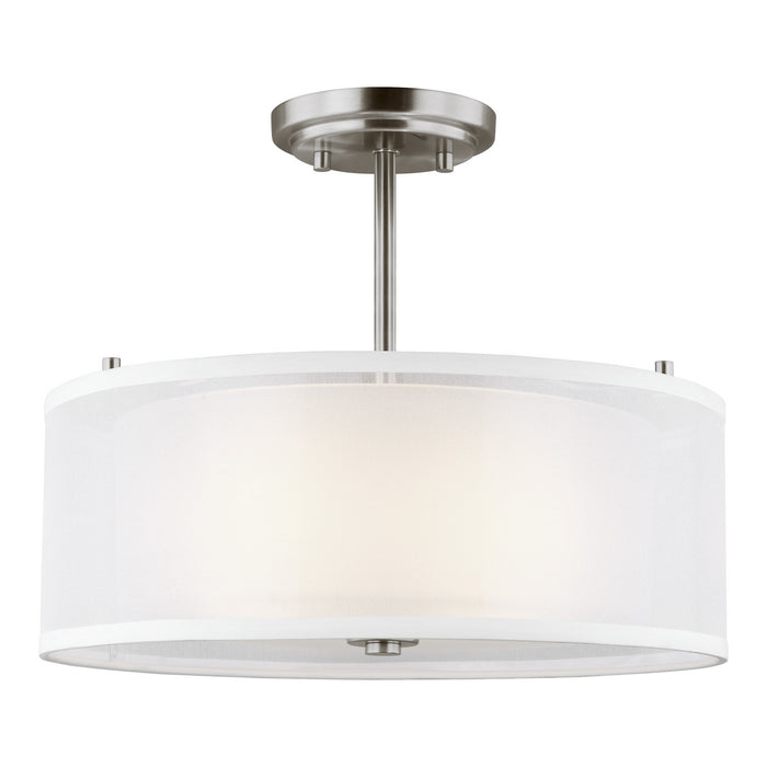 Generation Lighting 7737302EN3-962 Two Light Semi-Flush Mount, Brushed Nickel