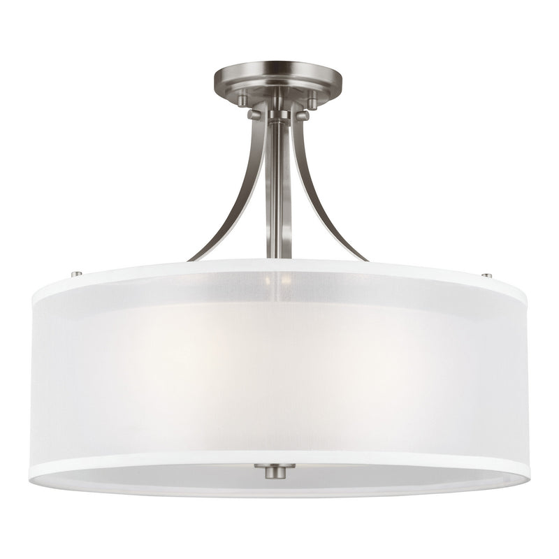 Generation Lighting 7737303-962 Three Light Semi-Flush Mount, Brushed Nickel