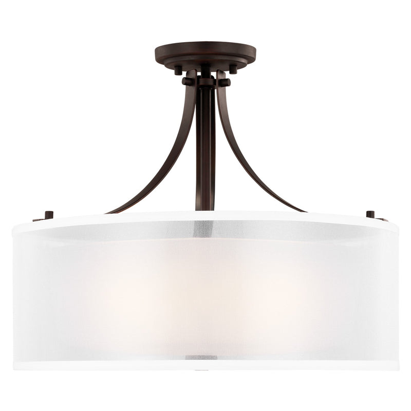 Generation Lighting 7737303EN3-710 Three Light Semi-Flush Mount, Bronze