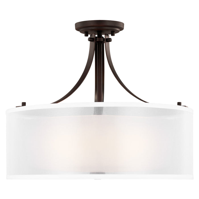 Generation Lighting 7737303EN3-710 Three Light Semi-Flush Mount, Bronze