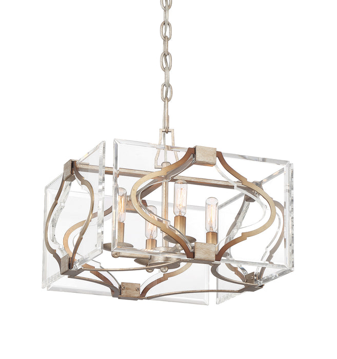 Metropolitan N7764-683 Four Light Convertible Semi Flush Mount/Pendant, Gold Mist Gold Leaf
