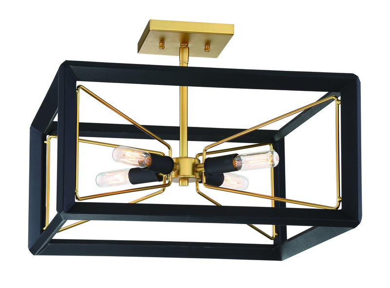 Metropolitan N7853-707 Four Light Semi Flush Mount, Sand Coal With Honey Gold Acce
