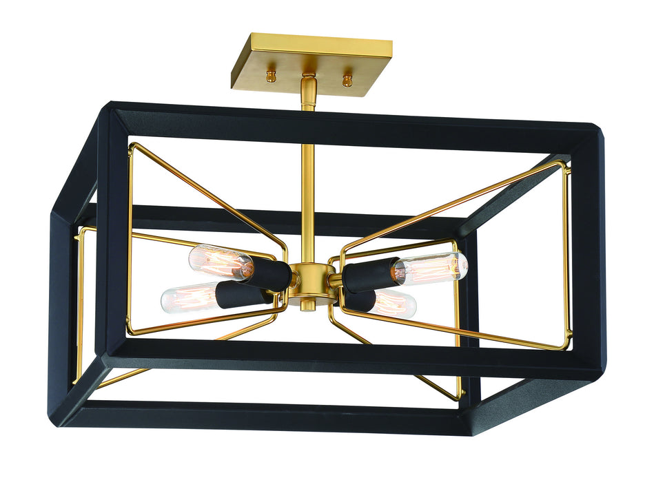 Metropolitan N7853-707 Four Light Semi Flush Mount, Sand Coal With Honey Gold Acce
