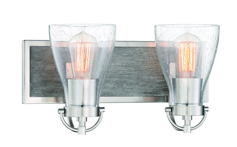 Minka-Lavery 3342-098 Two Light Bath, Brushed Nickel W/Shale Wood