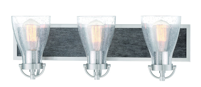 Minka-Lavery 3343-098 Three Light Bath, Brushed Nickel W/Shale Wood