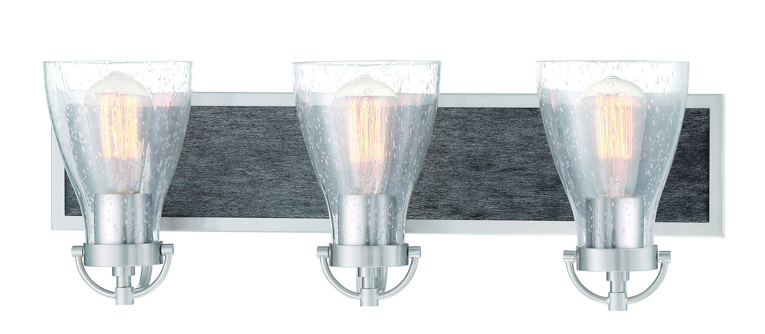 Minka-Lavery 3343-098 Three Light Bath, Brushed Nickel W/Shale Wood