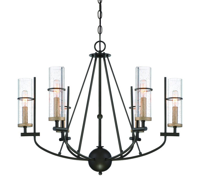 Minka-Lavery 4087-107 Six Light Chandelier, Smoked Iron W/Aged Gold