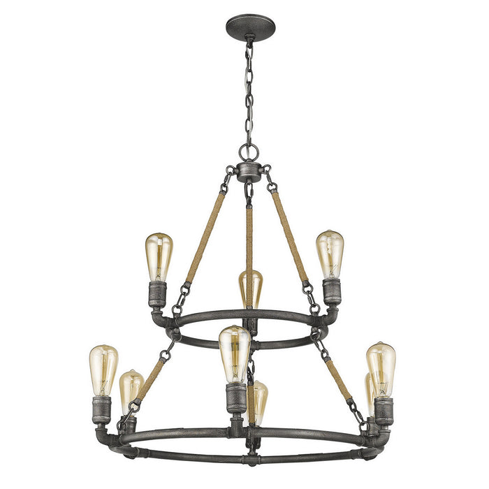 Acclaim Lighting IN11326AGY Nine Light Chandelier, Antique Gray